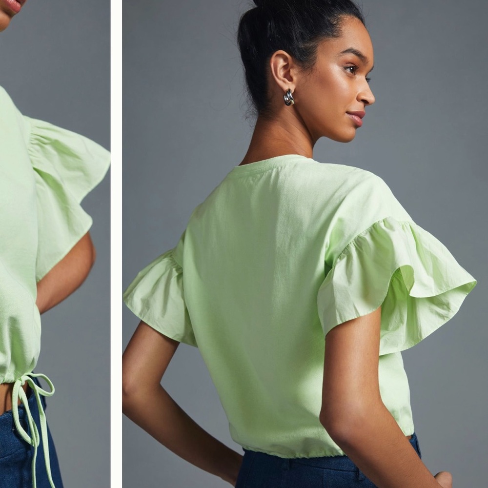 English Factory Green Ruffled Drop-Shoulder Top - Picture 4 of 4